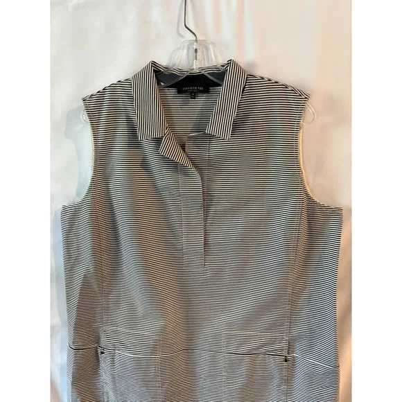 Lafayette 148 New York Dress Casual Cream/Blue Striped Size 16 Preppy NWOT - Picture 3 of 7